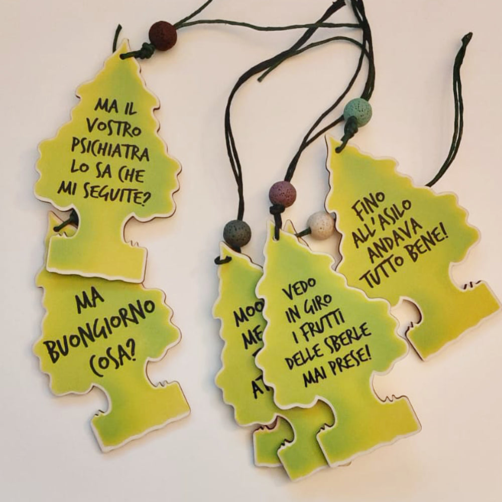 Profumatore auto in legno con frasi simpatiche