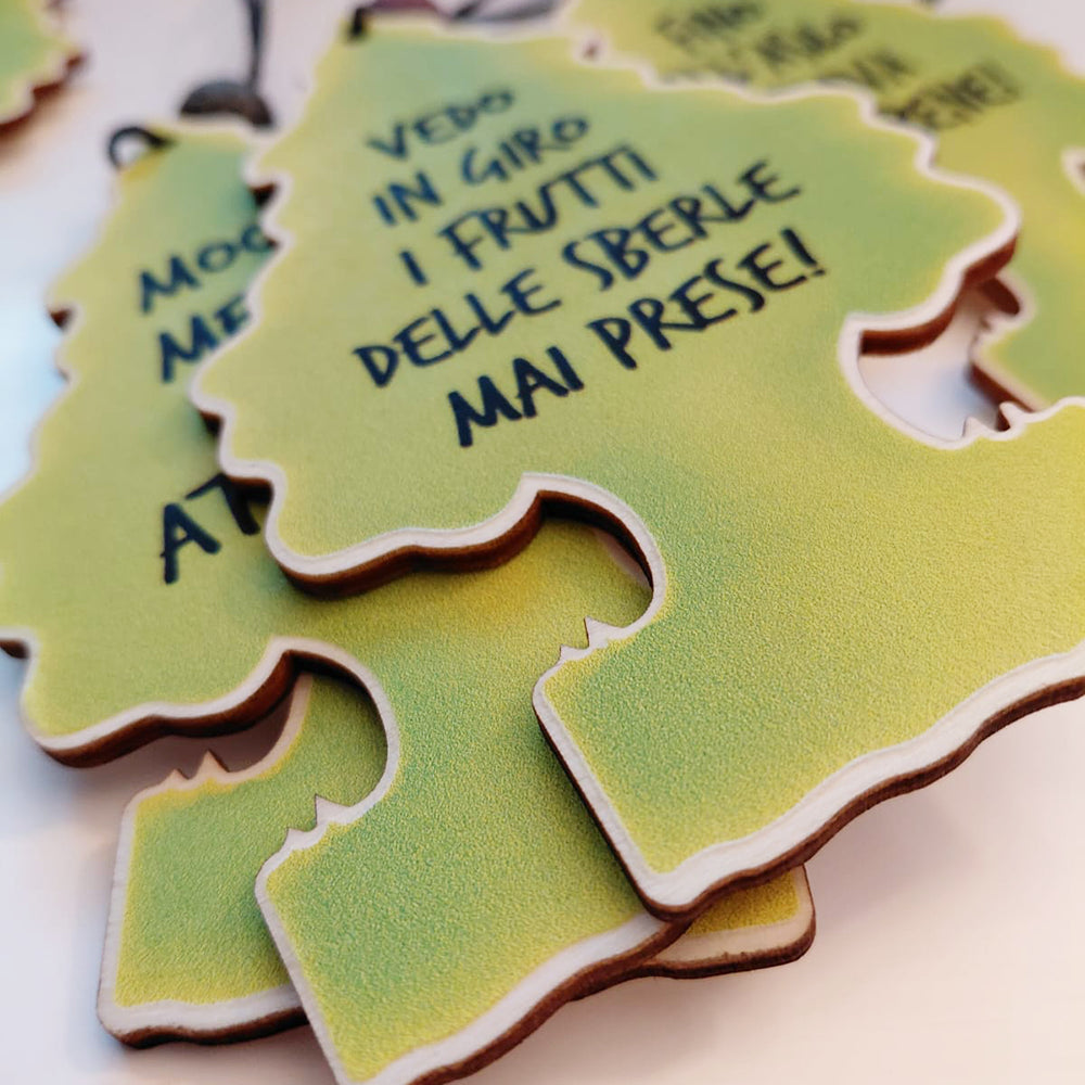 Profumatore auto in legno con frasi simpatiche