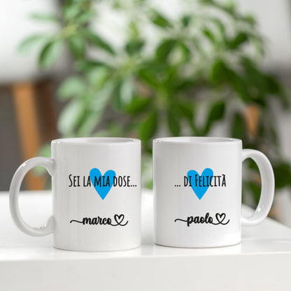 Mug coppia personalizzata Lui e Lui con frase Sei la mia dose
