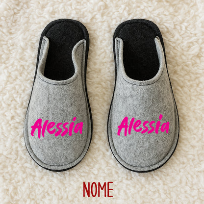 Ciabatte in feltro di lana - antiscivolo - personalizzate