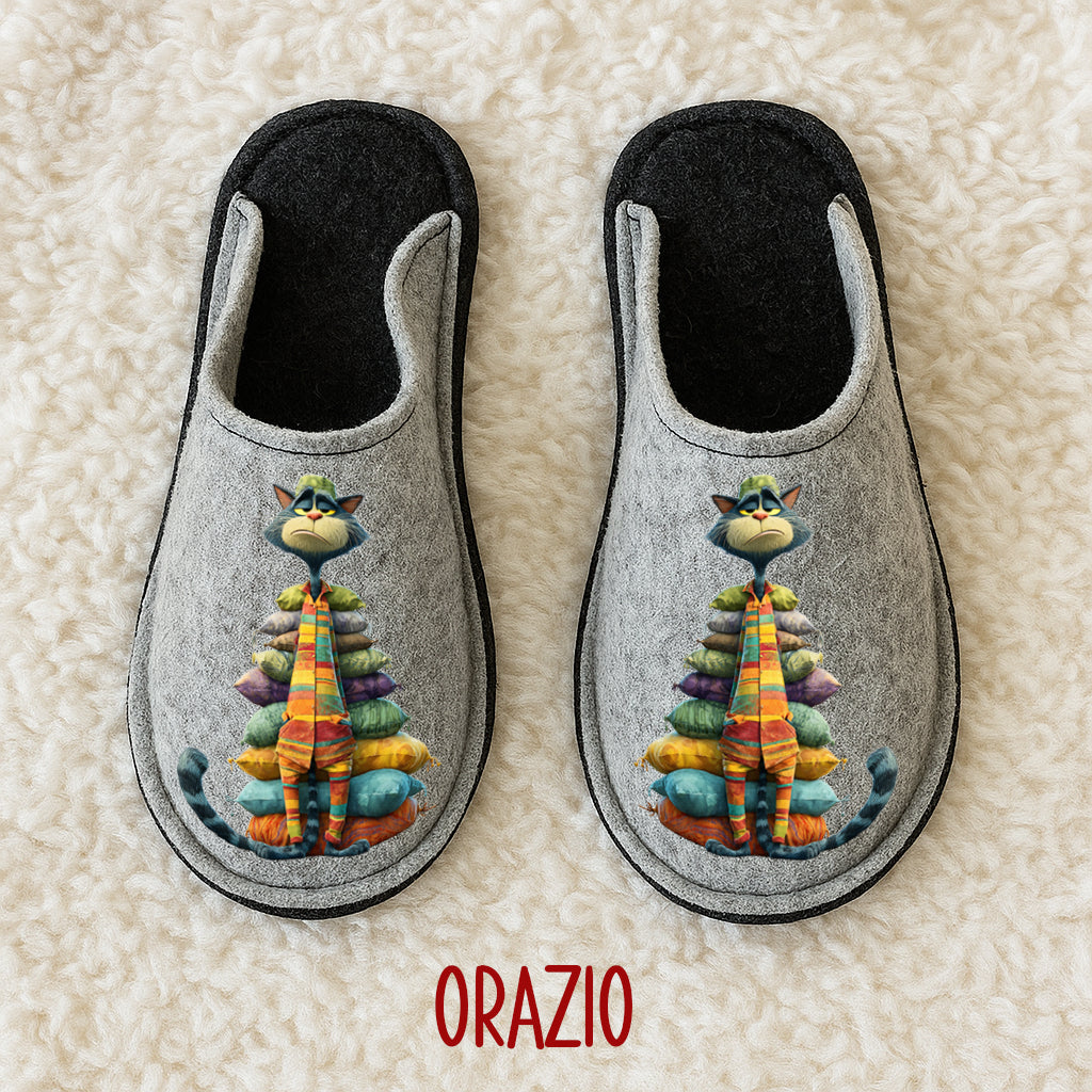 Ciabatte in feltro di lana - antiscivolo - personalizzate