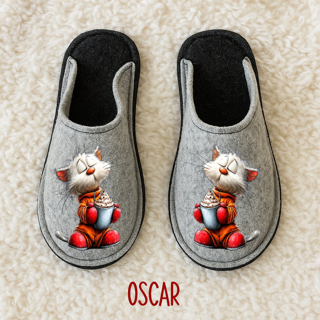 Ciabatte in feltro di lana - antiscivolo - personalizzate