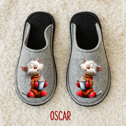 Ciabatte in feltro di lana - antiscivolo - personalizzate