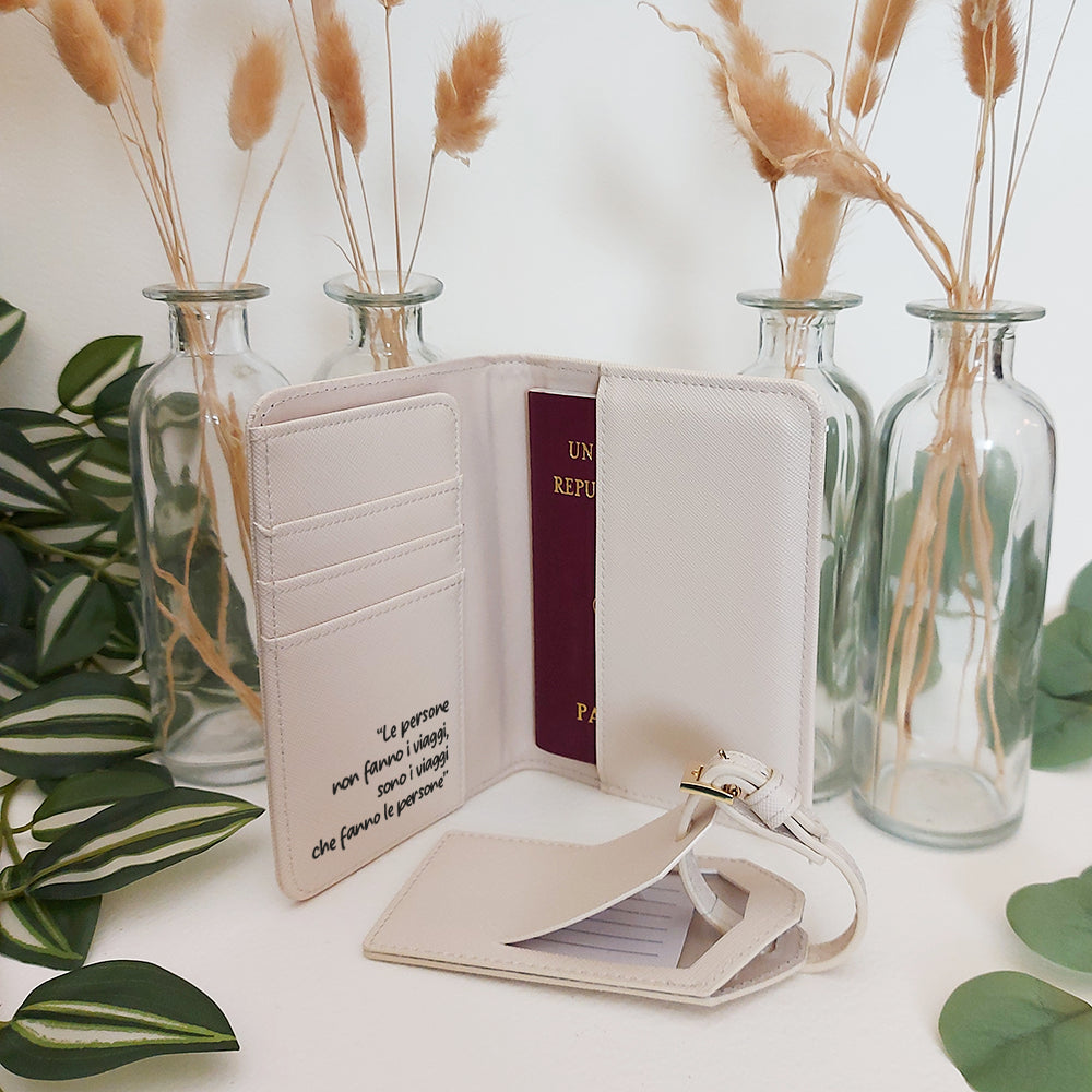 Set Viaggio personalizzato con etichetta valigia e porta passaporto