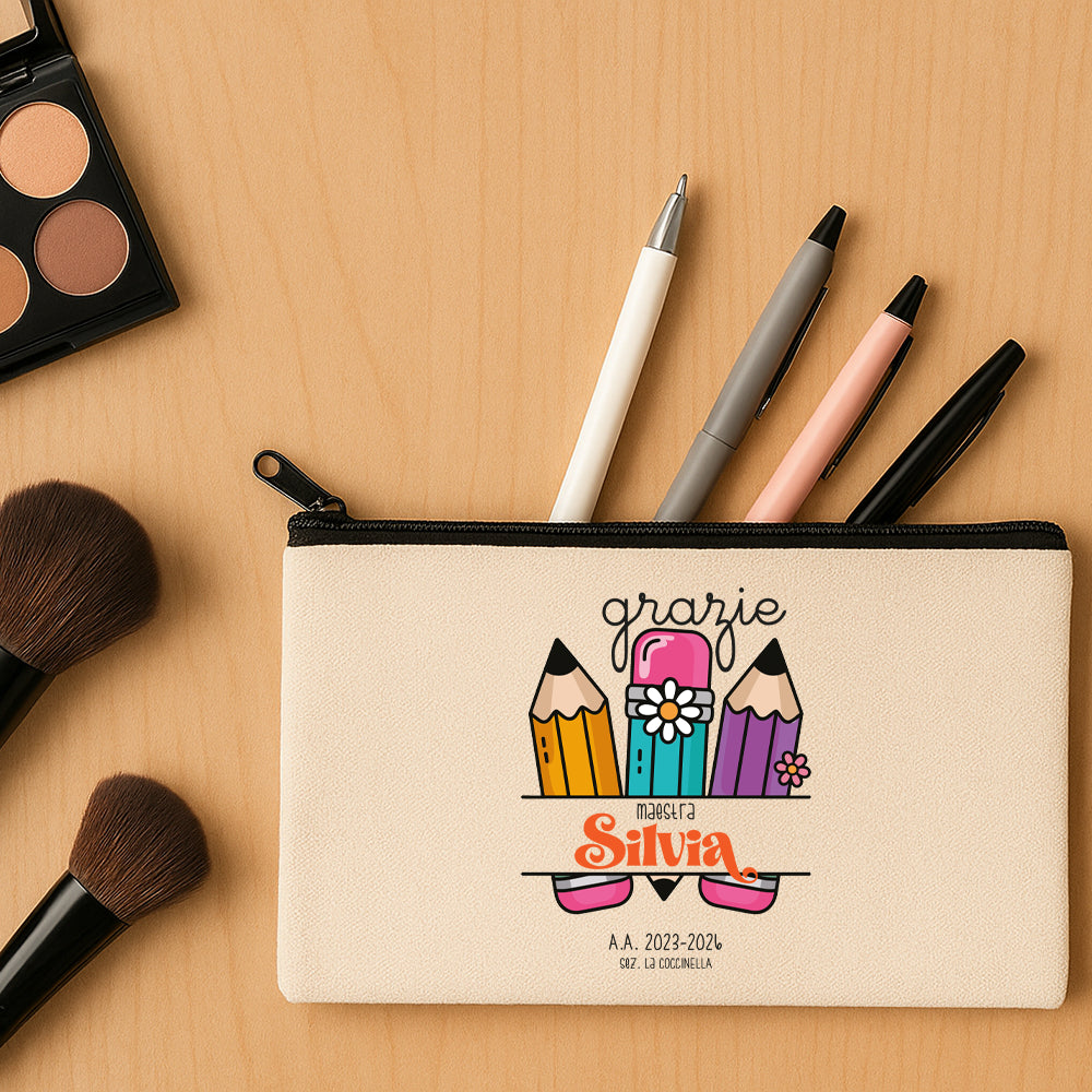 pochette maestra personalizzata con scritta grazie e nome