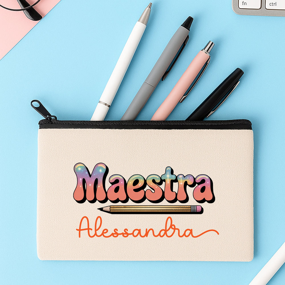 pochette maestra personalizzata con nome e grafica matita