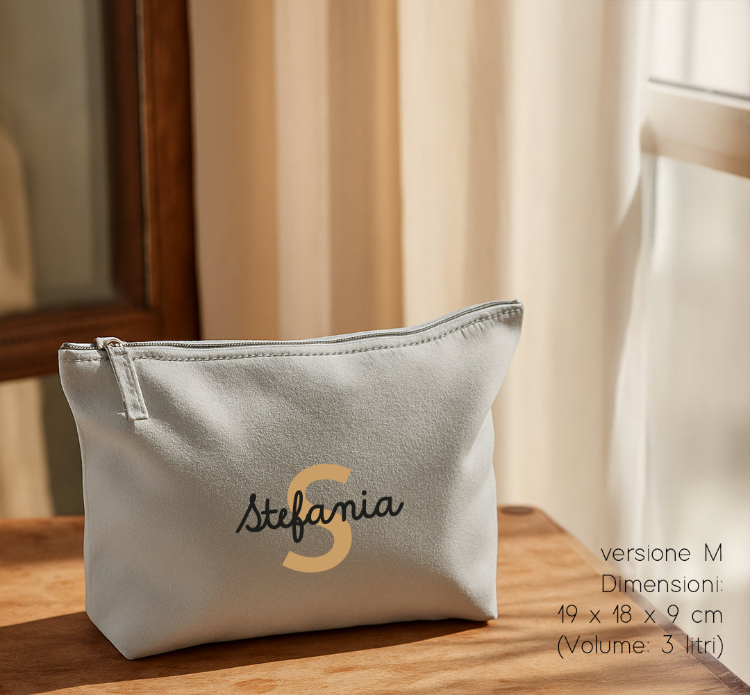 Pochette in cotone canvas personalizzabile – 3 misure, colore naturale