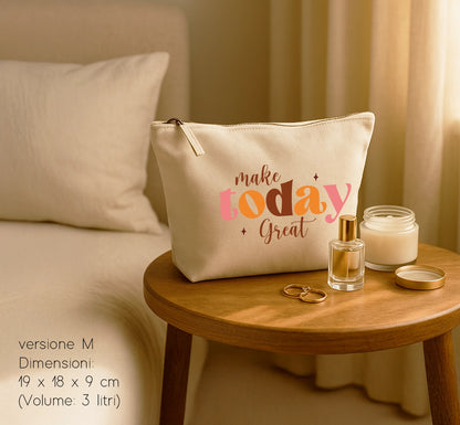 Pochette in cotone canvas personalizzabile – 3 misure, colore naturale