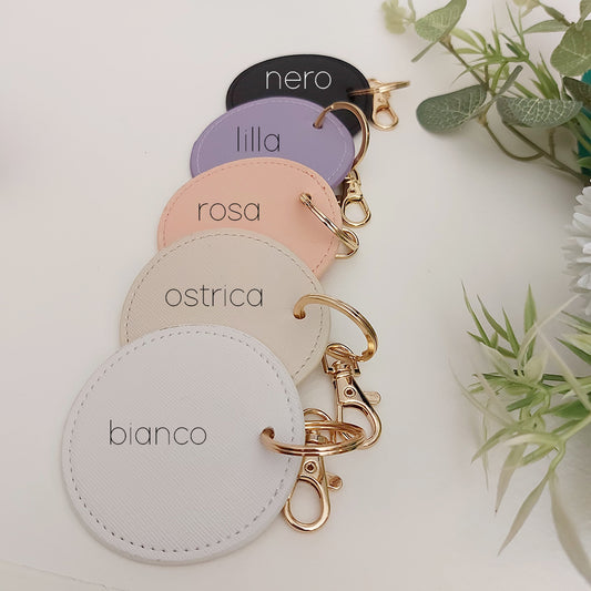 portachiavi tondo in similpelle personalizzato con nome