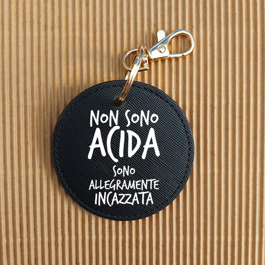 portachiavi nero personalizzato con frase ironica