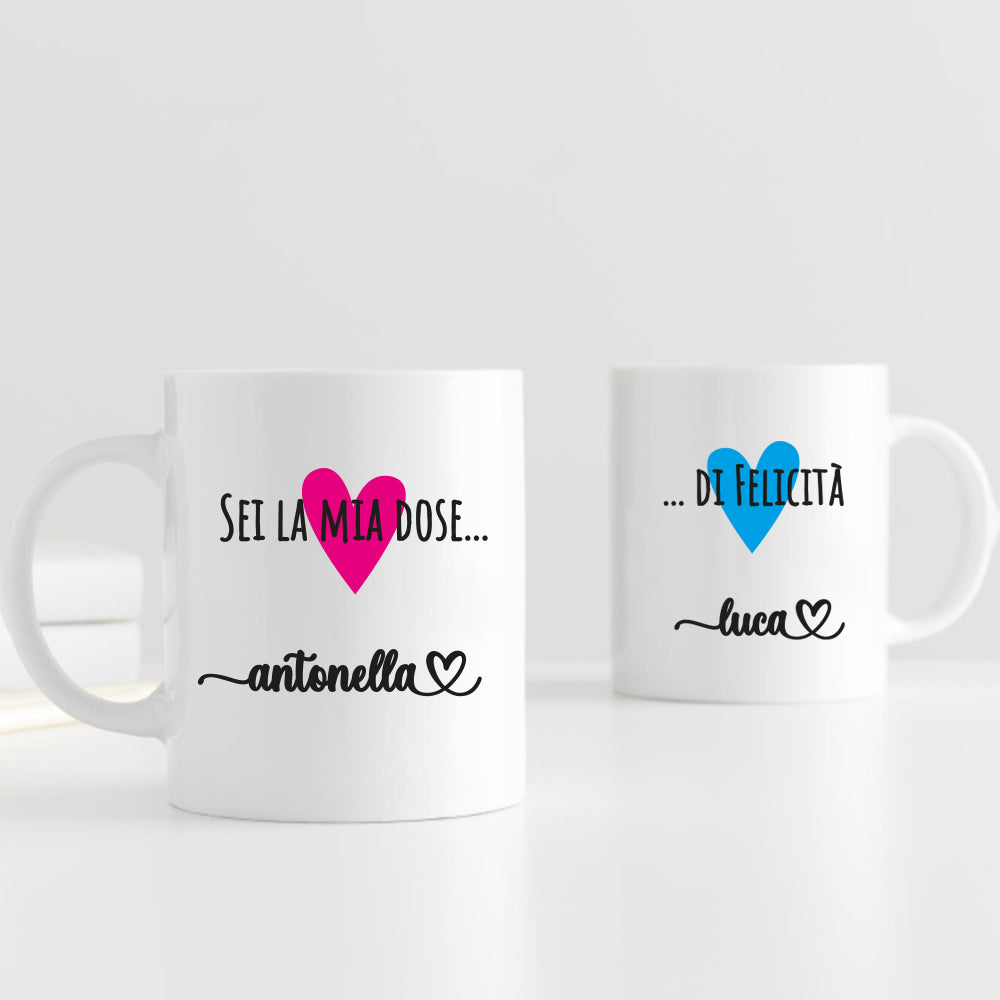 Mug Coppia Personalizzata “Sei la mia dose di felicità”