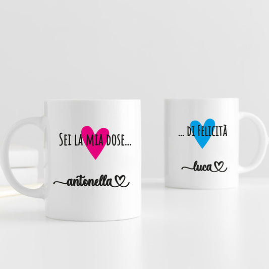 Mug Coppia Personalizzata “Sei la mia dose di felicità”