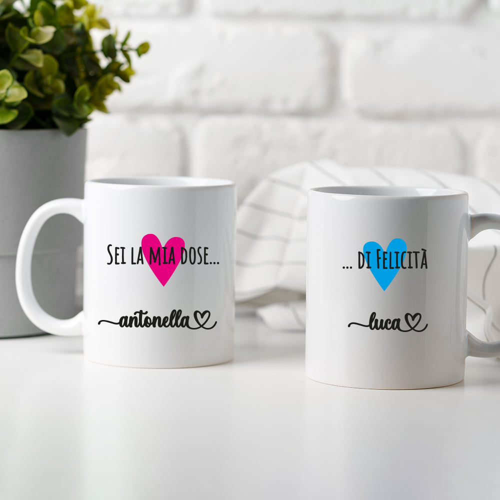 Mug Coppia Personalizzata “Sei la mia dose di felicità”