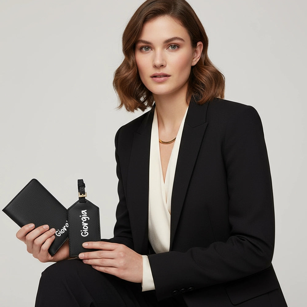 set viaggio porta passaporto etichetta valigia personalizzato