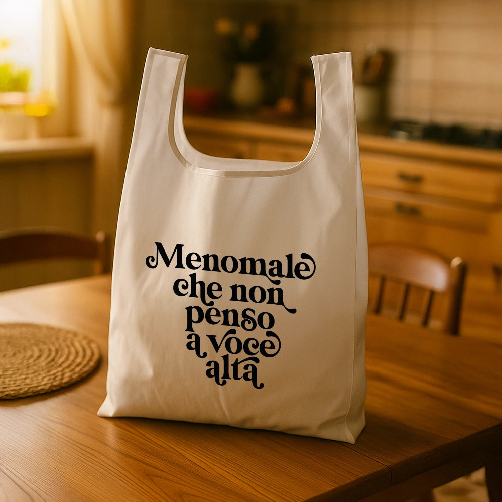 Shopping bag bianca richiudibile con personalizzazione
