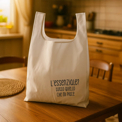 Shopping bag bianca richiudibile con personalizzazione