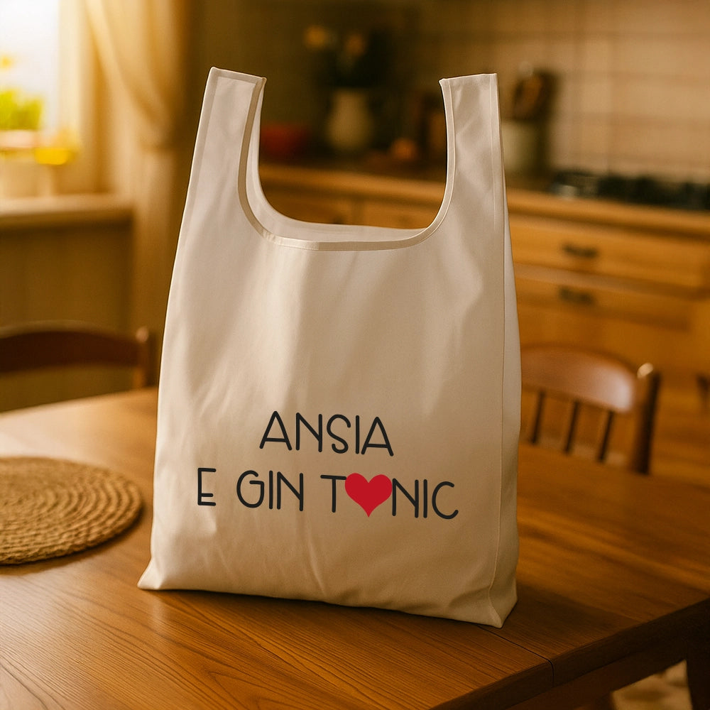 Shopping bag bianca richiudibile con personalizzazione