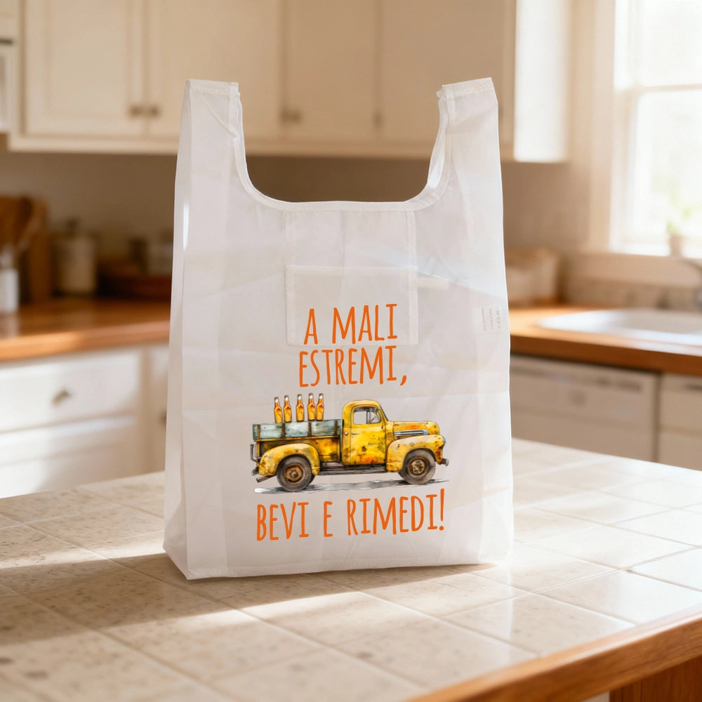 Shopping bag bianca richiudibile con personalizzazione