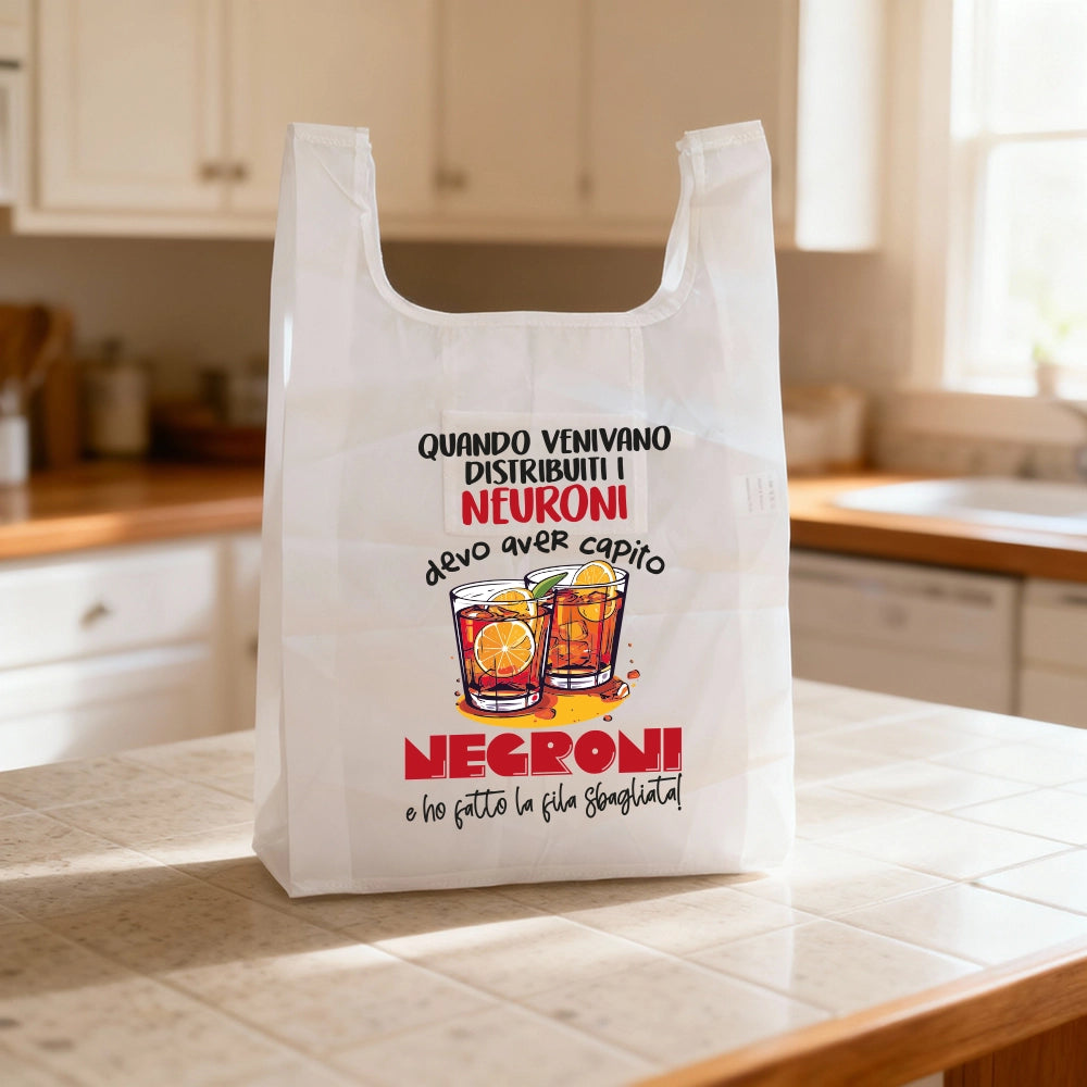 Shopping bag bianca richiudibile con personalizzazione
