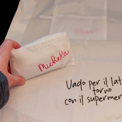 Shopping bag bianca richiudibile con personalizzazione