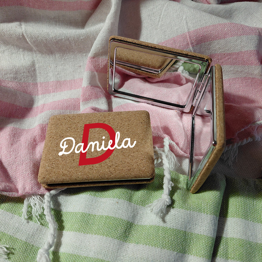 specchietto rettangolare in sughero personalizzato