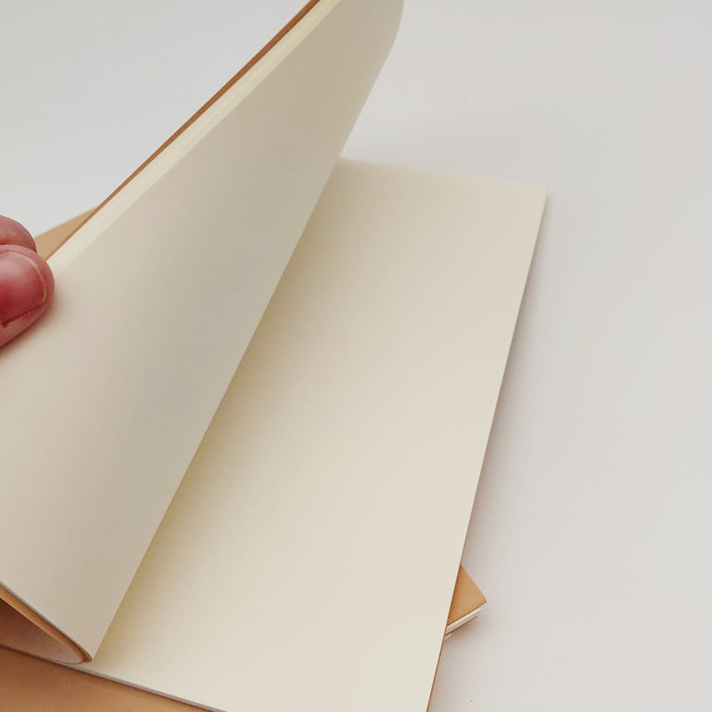 Dettaglio interno taccuino con spirale e pagine bianche, quaderno personalizzato