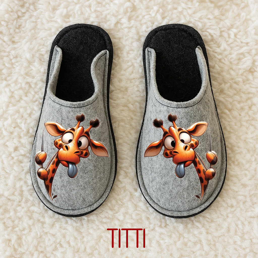 Ciabatte in feltro di lana - antiscivolo - personalizzate