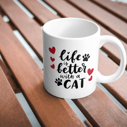 Mug con frase Life is Better with a Cat per amanti dei gatti